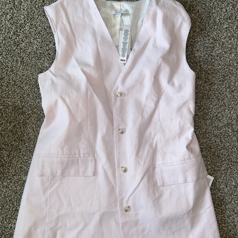 Topshop Sleeveless Pink Button-Up Long Vest